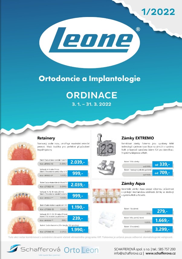 Akční leták Leone - vše pro ortodoncii ordinace - 1. čtvrtletí 2022
